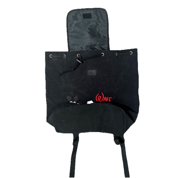 Vintage Walt Disney World Black Drawstring Backpack Embroidered Book Bag - Picture 3 of 7